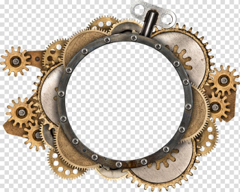 Brown and grey gears frame, Steampunk , steampunk transparent background PNG clipart Brown and grey gears frame, Steampunk , steampunk transparent background PNG clipart