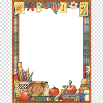 Brown and multicolored frame illustration, Paper Teacher School Computer Education, page border transparent background PNG clipart