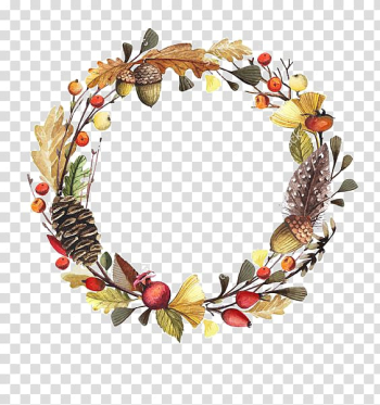 Brown and red cone wreath, Wreath, Autumn wreath transparent background PNG clipart Brown and red cone wreath, Wreath, Autumn wreath transparent background PNG clipart