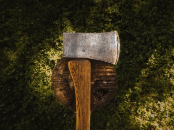 brown axe on brown wood log during daytime brown axe on brown wood log during daytime