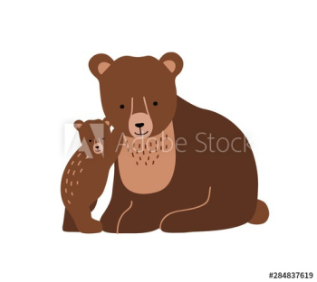 Brown bear and cub isolated on white background Brown bear and cub isolated on white background