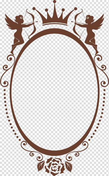 Brown cherubin frame, Valentine's Day Qixi Festival Icon, Coffee crown frame transparent background PNG clipart