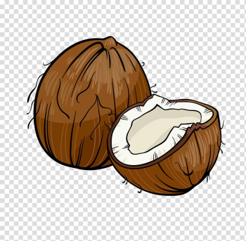 Brown coconut shell, Coconut Cartoon Illustration, coconut transparent background PNG clipart