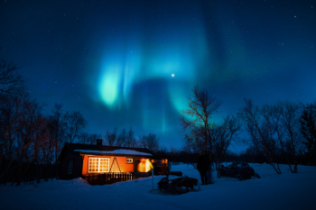 Brown Cottage Under Aurora Brown Cottage Under Aurora