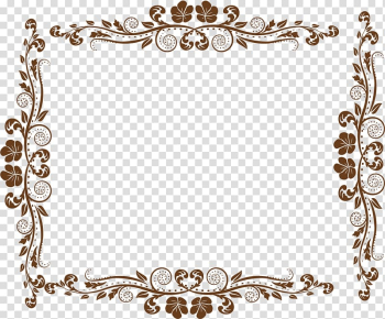 Brown floral frame, Europe frame Ornament, Cute pattern border transparent background PNG clipart