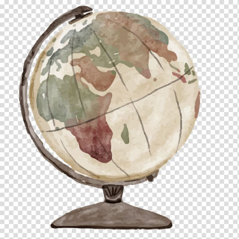 Brown globe illustration, Suitcase Baggage Travel Watercolor painting, globe transparent background PNG clipart