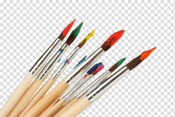 Brown handled paint brush lot, Gouache Paintbrush Painting, brushes transparent background PNG clipart