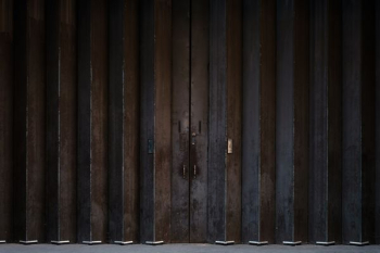 brown metal door