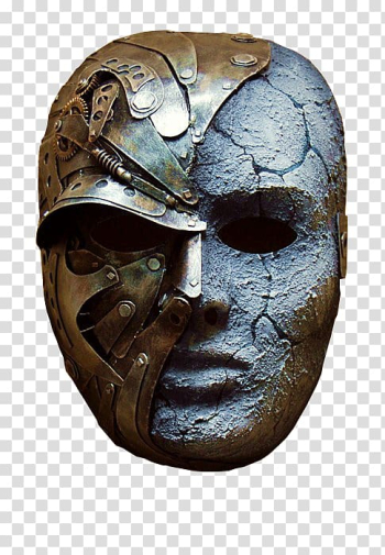 Brown metal half-face mask and concrete head , Mask Masquerade ball Costume Carnival Clothing, mask transparent background PNG clipart