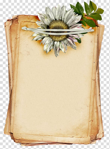 Brown printer paper with flower illustration, Paper , Vintage yellowed paper pattern transparent background PNG clipart