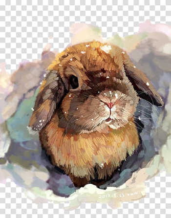 Brown rabbit painting, Watercolor painting Art Drawing, Hand-painted watercolor rabbit transparent background PNG clipart