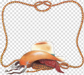 Brown rope and cowboy hat art, Country music Western Country dance American frontier Line dance, western transparent background PNG clipart