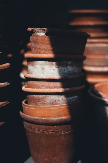 brown stack clay pot lot brown stack clay pot lot