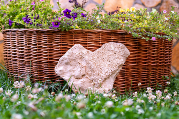 Brown Wicker Basket Beside Stone Brown Wicker Basket Beside Stone