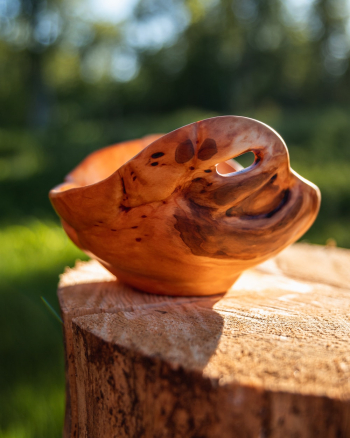 Brown Wooden Bowl on Wooden Surface Brown Wooden Bowl on Wooden Surface