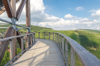 Brown Wooden Bridge Under Blue Sky Brown Wooden Bridge Under Blue Sky