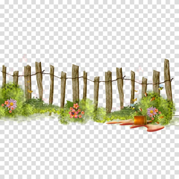 Brown wooden fence, Fence Flower garden , gardening transparent background PNG clipart