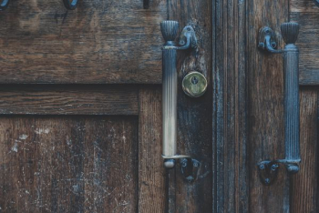 brown wooden side-by-side door brown wooden side-by-side door