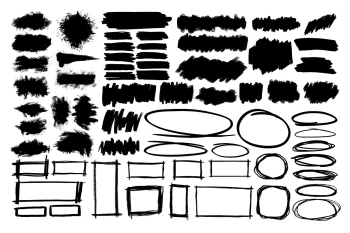 Brush graphic psd in black ink set