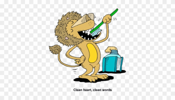 Brush Teeth Image Lion Brushing Teeth Clean Heart Clean - Lion Brushing His Teeth