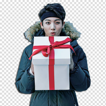 BTS, BTS Jungkook holds white box with ribbon transparent background PNG clipart BTS, BTS Jungkook holds white box with ribbon transparent background PNG clipart