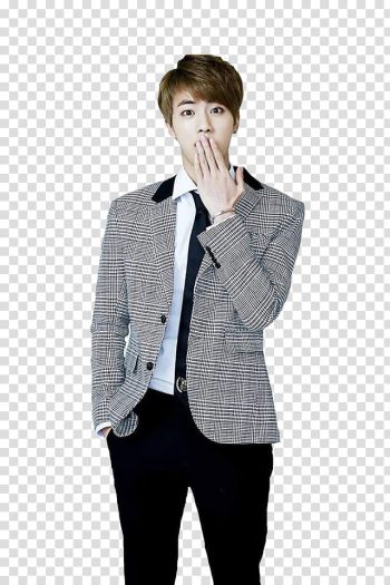 BTS JIN Birthday, man in gray blazer transparent background PNG clipart BTS JIN Birthday, man in gray blazer transparent background PNG clipart