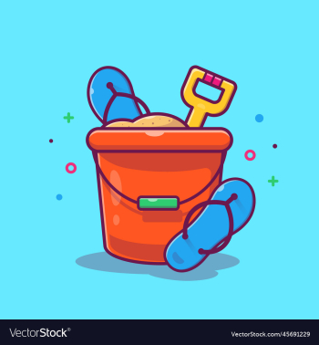 bucket sand with sandals cartoon bucket sand with sandals cartoon