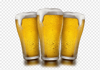 Budweiser Lager Brahma beer Draught beer, chopp, three clear highball glasses, glass, tumbler, beer png