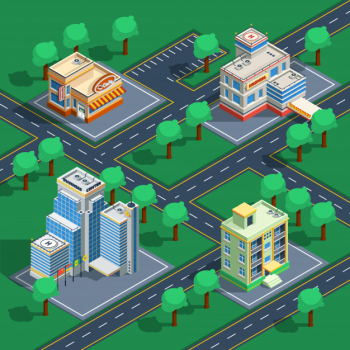 Building isometric set Building isometric set