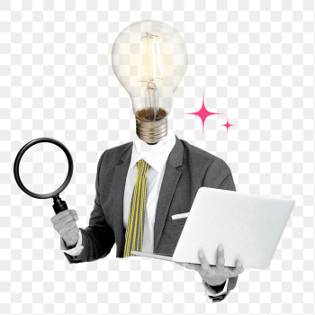 Bulb head businessman png sticker, | Free PNG - rawpixel