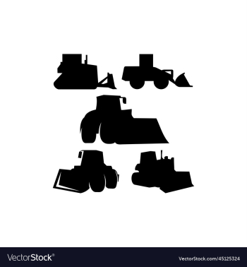bulldozer set silhouette icon logo bulldozer set silhouette icon logo