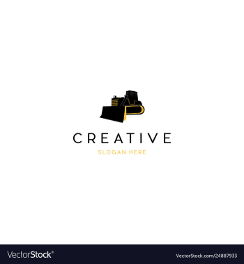 Bulldozer transportation construction logo vector image Bulldozer transportation construction logo vector image