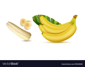 bunch bananas and slices isolated on white bunch bananas and slices isolated on white