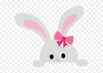 Bunny Peekaboo Cute Clipart Sweet Easter Pink Bow - Kawaii