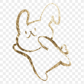 Bunny png sticker, gold aesthetic | Free PNG Illustration - rawpixel