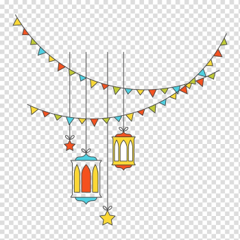 Buntings and hanging ceiling lamp sticker, Festival Light, Islamic New Year decorative lights flat transparent background PNG clipart