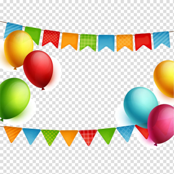 Buntings illustration, Happy Birthday to You Party Balloon, Birthday party decorations transparent background PNG clipart