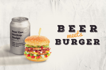 Burger and beer mock-up Free Psd