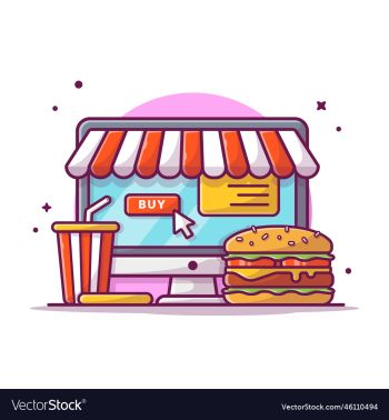 burger and soft drink with monitor cartoon burger and soft drink with monitor cartoon