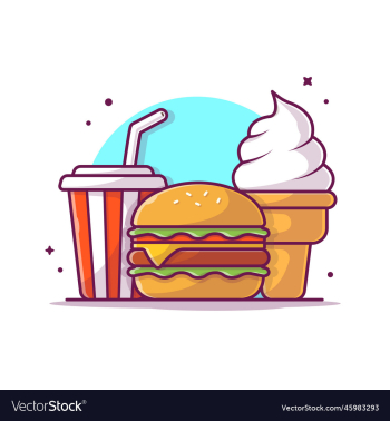 burger soft drink and ice cream cartoon burger soft drink and ice cream cartoon