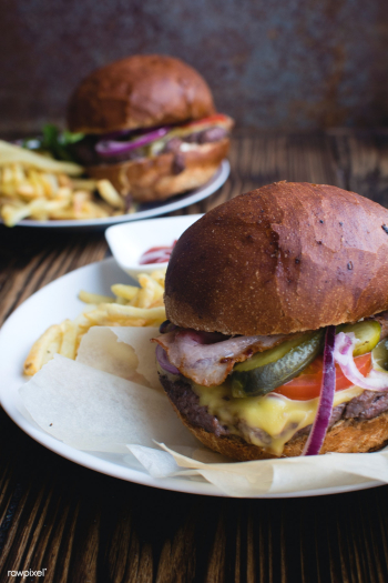 Burger with cheddar cheese and fries food pho.. | Free public domain photo - 448098