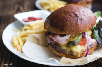 Burger with cheddar cheese and fries food pho.. | Free public domain photo - 448145