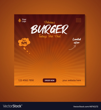 burgers social media post banner template