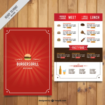 Burguer bar red menu template Free Vector Burguer bar red menu template Free Vector