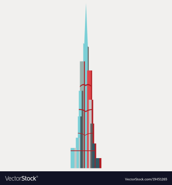 Burj khalifa tower icon uae dubai symbol gray vector image