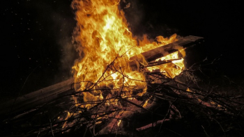 Burning Twigs and Wood Plank Burning Twigs and Wood Plank