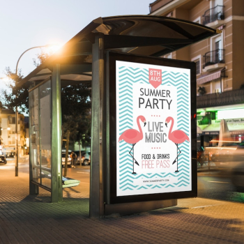 Bus stop billboard mockup Bus stop billboard mockup