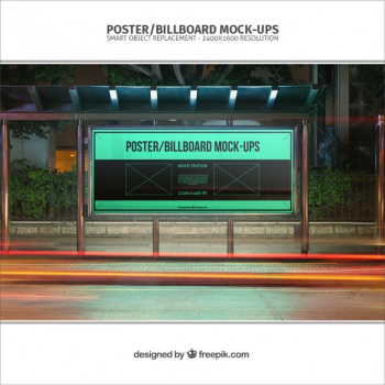 Bus stop billboard mockup Bus stop billboard mockup