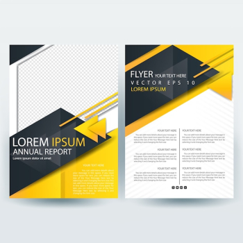 Business brochure template with Black and Yellow Triangle shapes