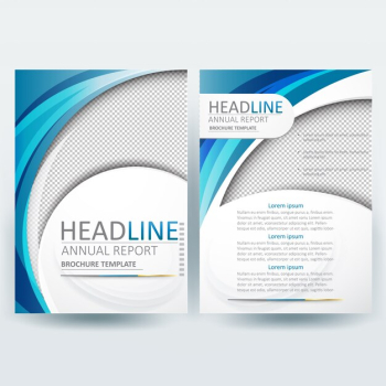 Business brochure template with Blue and White Wavy Shapes